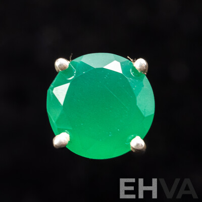 NEW - Sterling Silver Green Onyx Stud Earrings, 8.3mm, 2.20 Grams