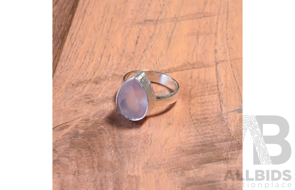 NEW Sterling Silver Rose Quartz Ring, Size T, 7.76 Grams