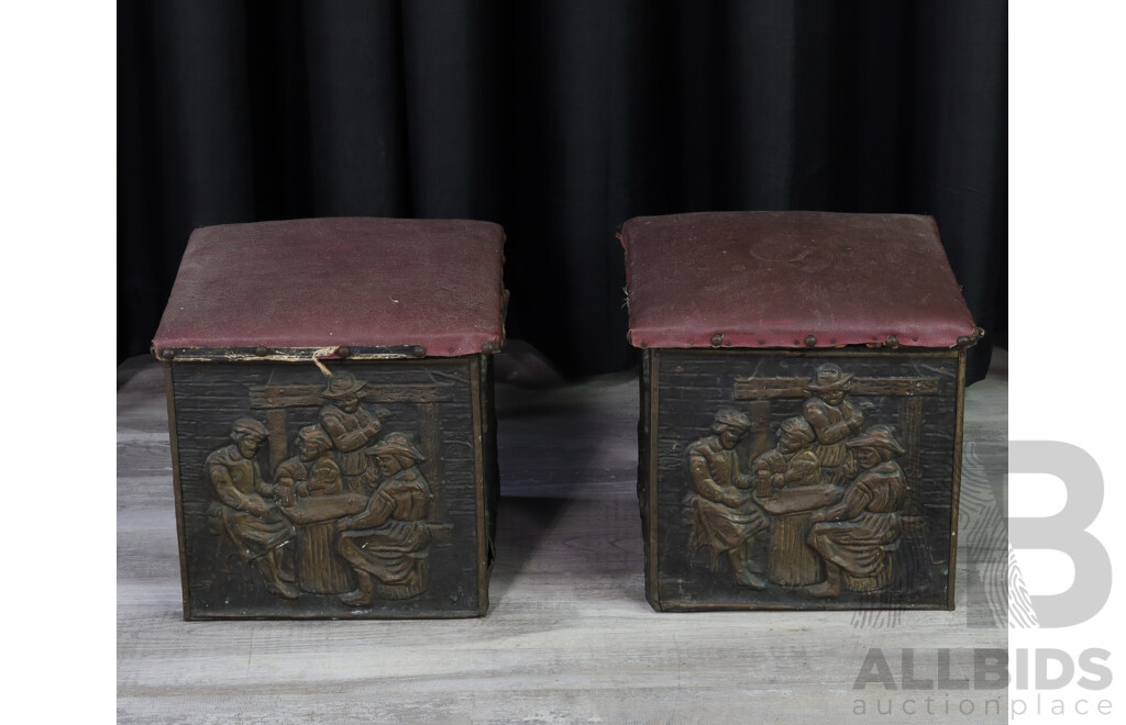 Pair of Copper Coal Boxes