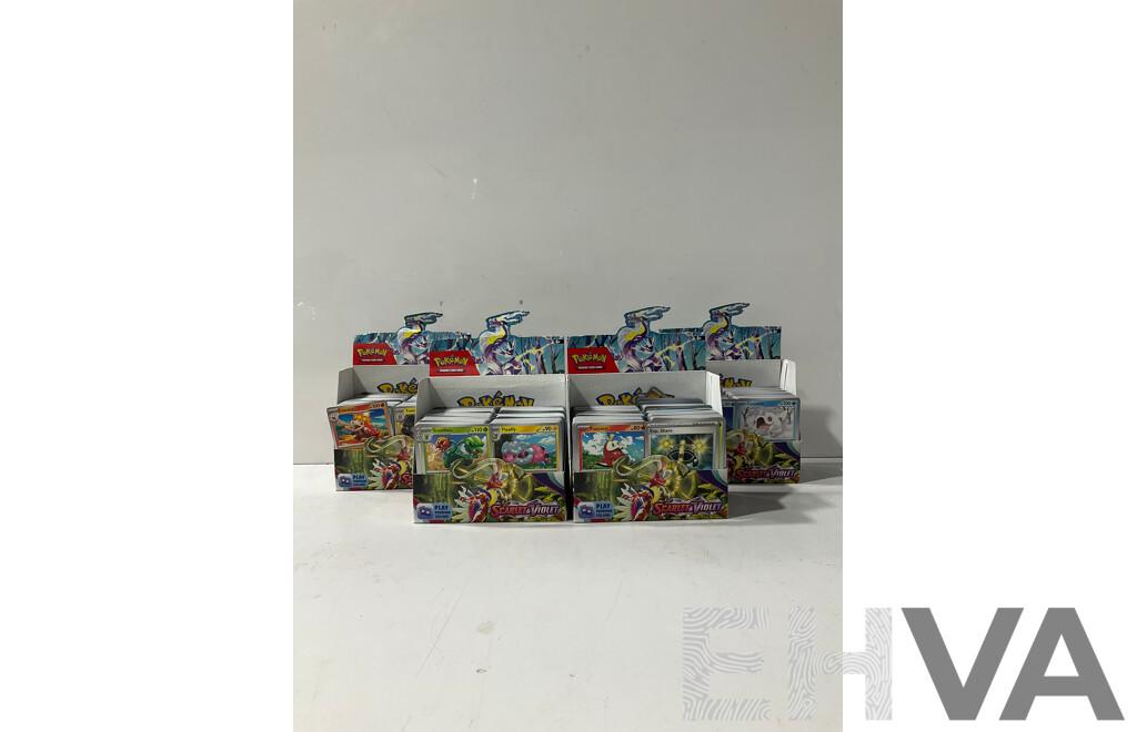 Large Collection of Pokemon TCG Cards From Scarlet & Violet Including Four Empty Booster Box Boxes