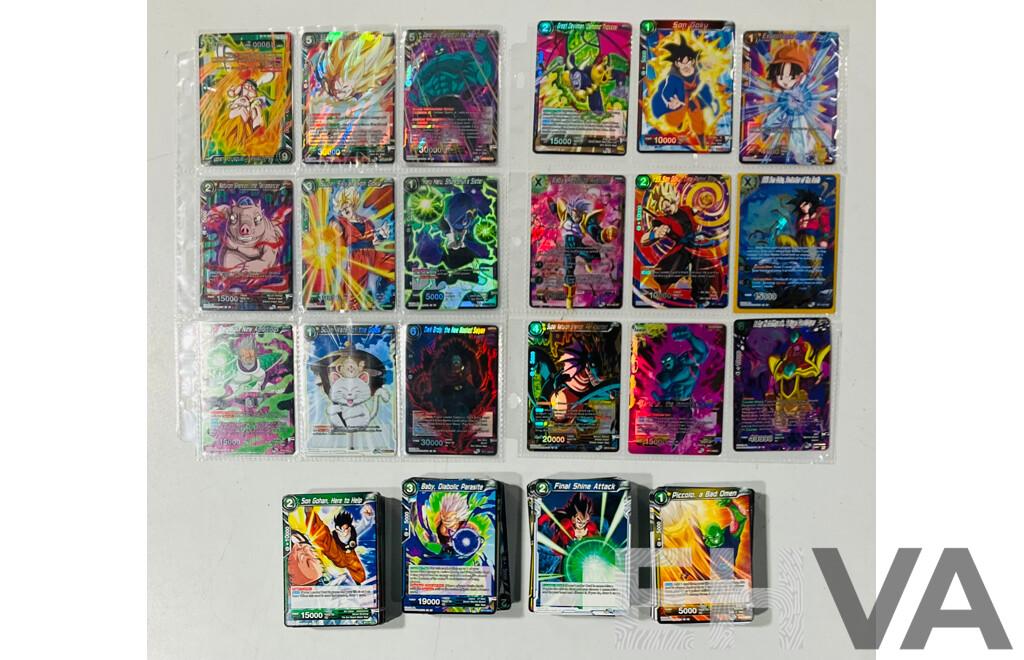 Collection of Dragon Ball Super TCG Including Several Foil Cards and Full Art Cards