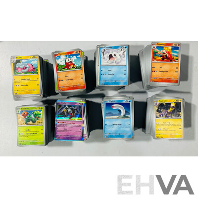 Large Collection of Pokemon TCG Cards From Scarlet & Violet Including Four Empty Booster Box Boxes