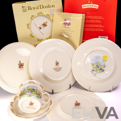 Collection Royal Doulton Bunnykins Porcelain Pieces Including Trio, Childs Dish and More