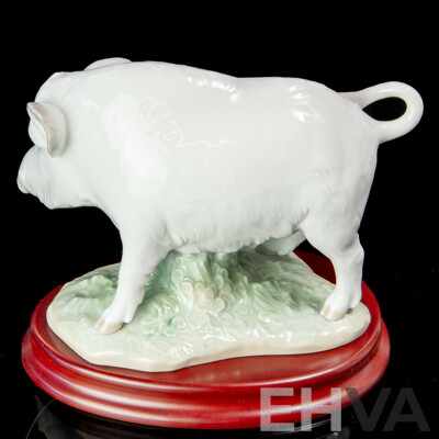 Lladro Chinese Zodiac Collection Porcelain Boar Figure with Stand in Original Box