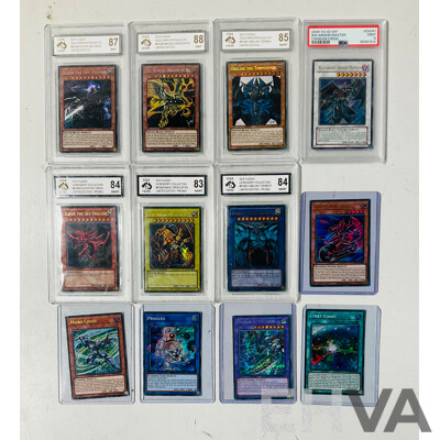 Collection of Foil Yu-Gi-Oh Cards Including Seven Graded Cards