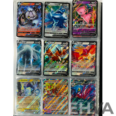 Collection of Mostly Foil Pokémon TCG Singles in Binder Including Several EX Pokémon and V Pokémon Such as Rayquaza V, Gardevoir EX, Iron Valiant EX and Many More