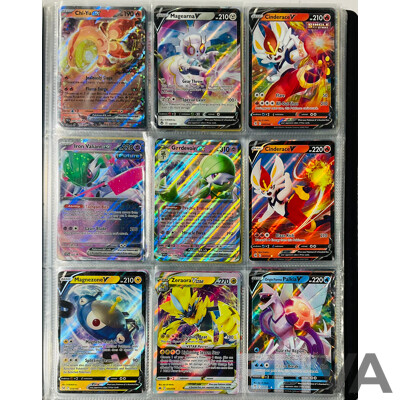 Collection of Mostly Foil Pokémon TCG Singles in Binder Including Several EX Pokémon and V Pokémon Such as Rayquaza V, Gardevoir EX, Iron Valiant EX and Many More