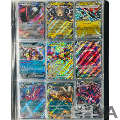 Collection of Mostly Foil Pokémon TCG Singles in Binder Including Several EX Pokémon and V Pokémon Such as Rayquaza V, Gardevoir EX, Iron Valiant EX and Many More