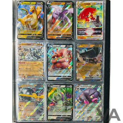 Collection of Mostly Foil Pokémon TCG Singles in Binder Including Several EX Pokémon and V Pokémon Such as Rayquaza V, Gardevoir EX, Iron Valiant EX and Many More