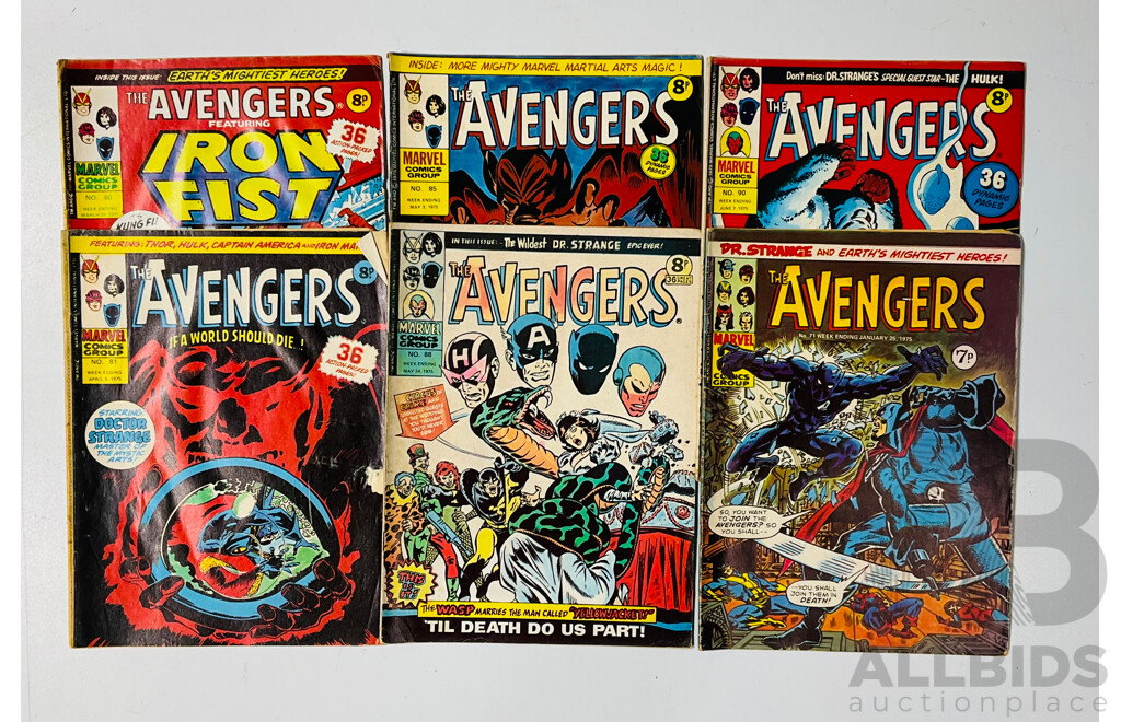 Collection of Vintage Marvel Comics Avengers Comics No.80, 81, 85, 88 and 90