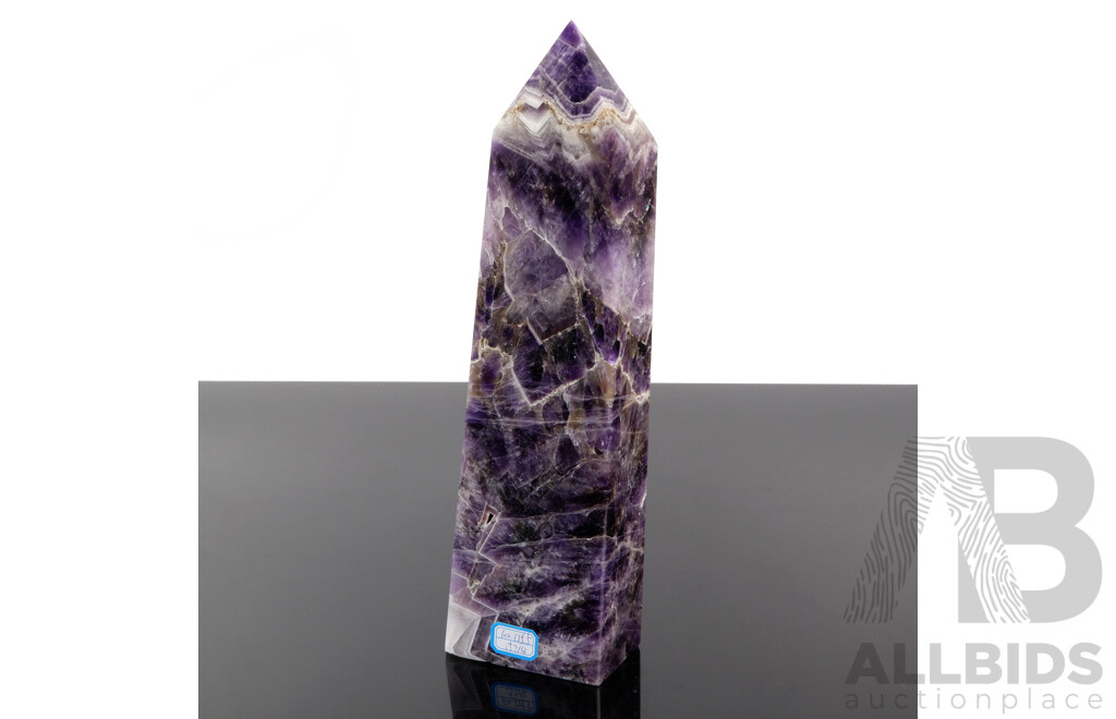 Large Polished Amethyst Crystal Obelisk with Terminated Point