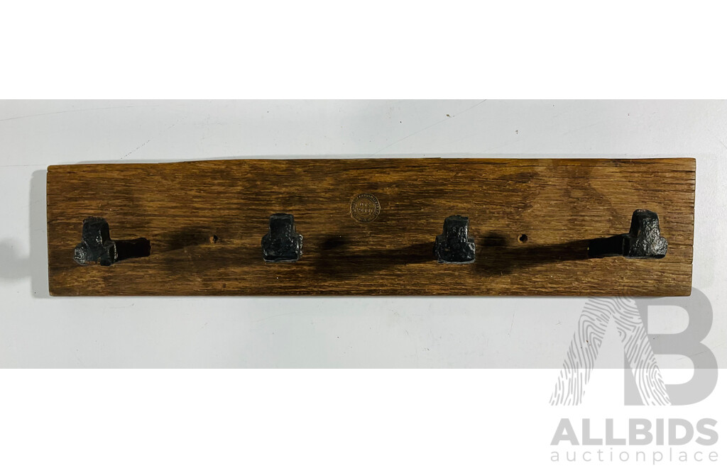 Rustic Coat Hanger Using Vintage Railway Spikes Set with Australian Penny