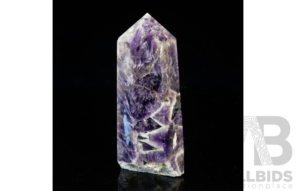 Large Polished Amethyst Crystal Obelisk with Terminated Point