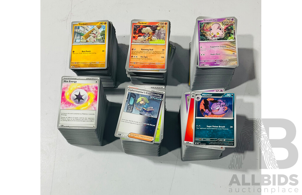 Large Collection of Pokemon TCG Cards From Scarlet & Violet Temporal Forces Including Three Empty Booster Box Boxes