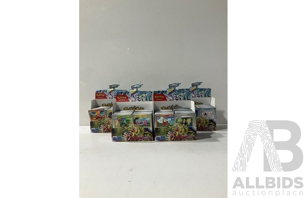 Large Collection of Pokemon TCG Cards From Scarlet & Violet Including Four Empty Booster Box Boxes
