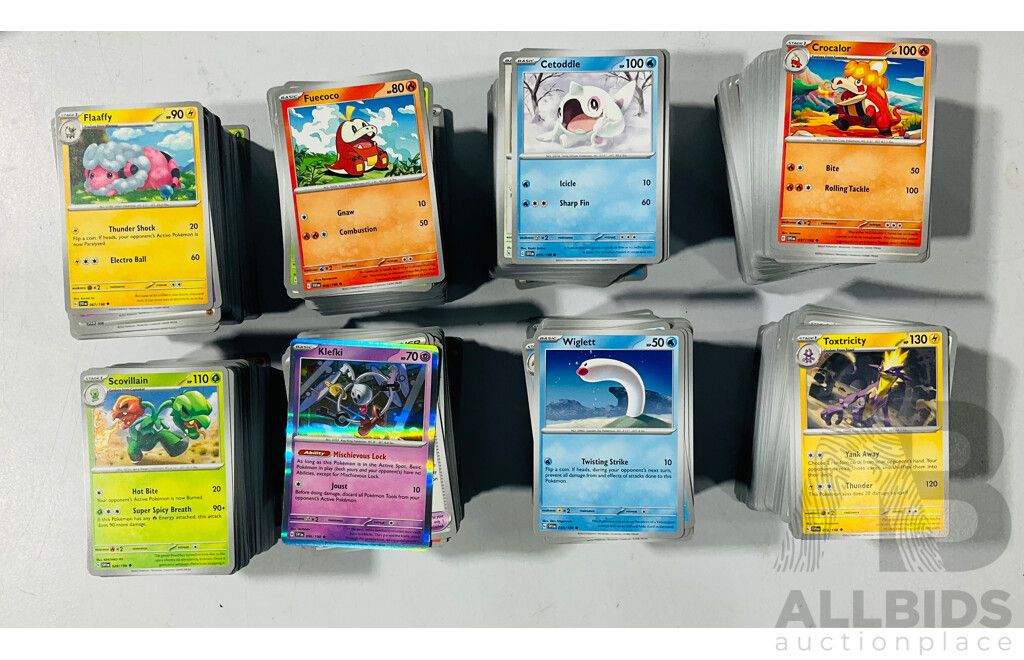 Large Collection of Pokemon TCG Cards From Scarlet & Violet Including Four Empty Booster Box Boxes