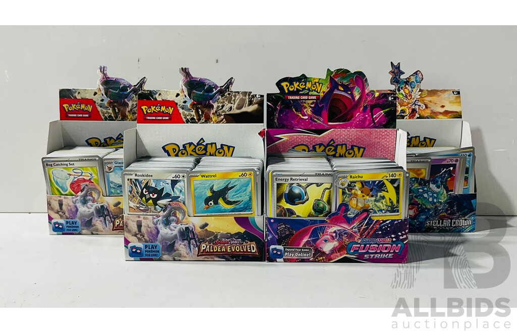 Large Collection of Pokemon TCG Cards From Several Expansions Mainly From the Scarlet & Violet Series Including Four Empty Booster Box Boxes