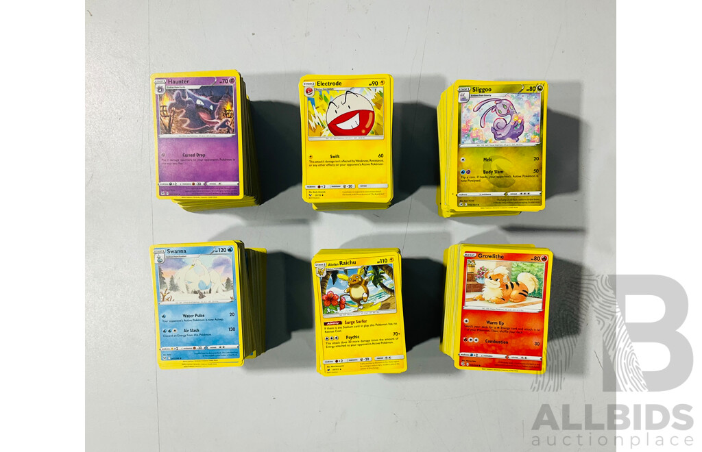 Large Collection of Pokemon TCG Cards From Several Expansions Mainly From the Sword and Shield Series Including Three Empty Booster Box Boxes