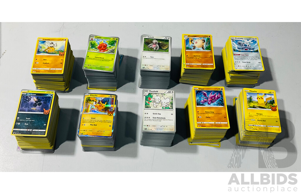 Large Collection of Pokemon TCG Cards From Several Expansions Mainly From the Sword and Shield Series Including Five Empty Booster Box Boxes