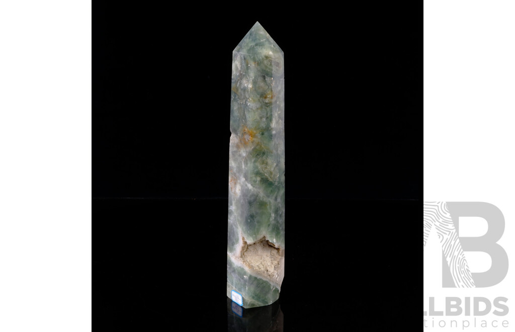 Large Polished Semi Precious Translucent Green Crystal Obelisk with Terminated Point