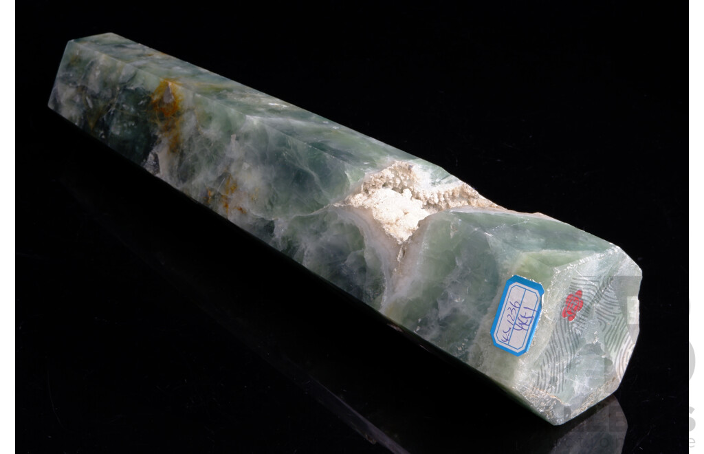 Large Polished Semi Precious Translucent Green Crystal Obelisk with Terminated Point