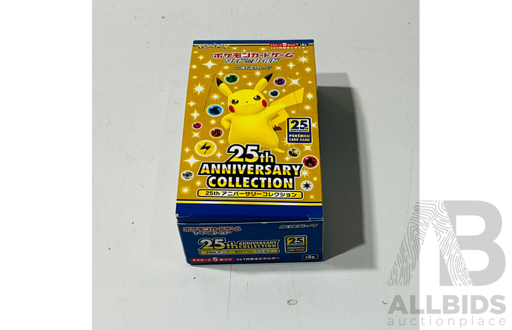 Set of Twenty Seven Sealed Pokemon TCG Trick or Trade 2022 Three Card Booster Packs in Pokemon 25th Anniversary Collection Box