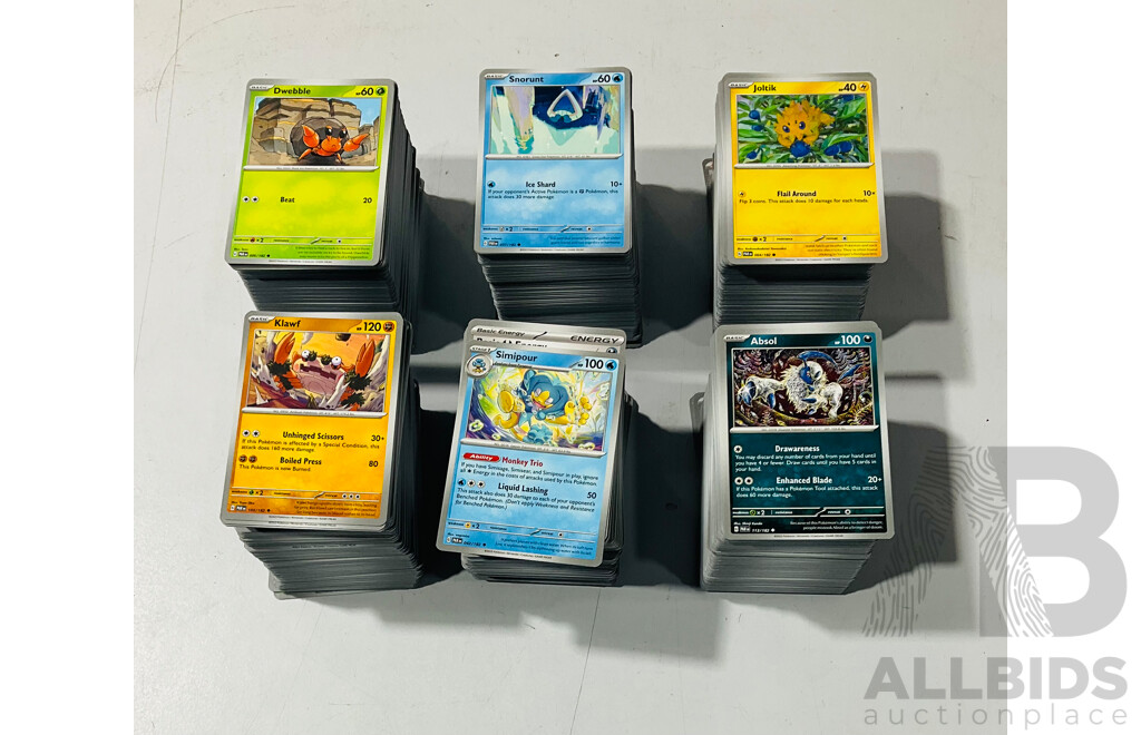 Large Collection of Pokemon TCG Cards From Scarlet & Violet Paradox Rift Including Three Empty Booster Box Boxes