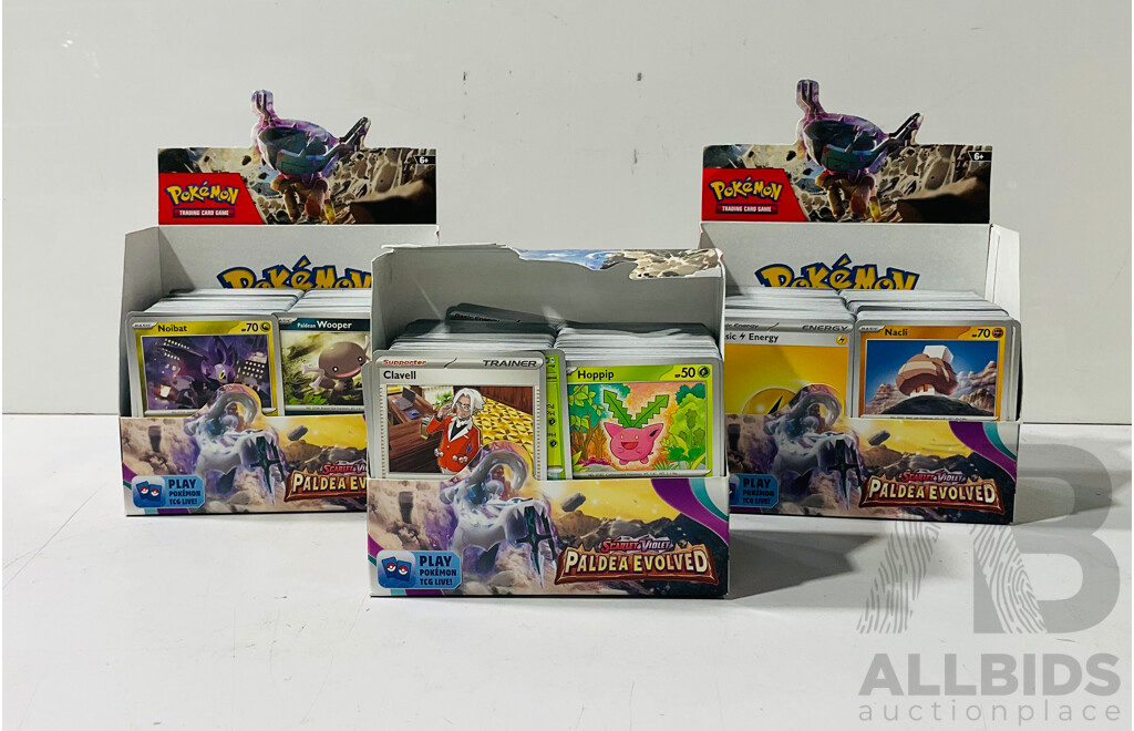 Large Collection of Pokemon TCG Cards From Scarlet & Violet Paldea Evolved Including Three Empty Booster Box Boxes