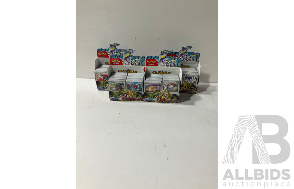 Large Collection of Pokemon TCG Cards From Scarlet & Violet Including Four Empty Booster Box Boxes
