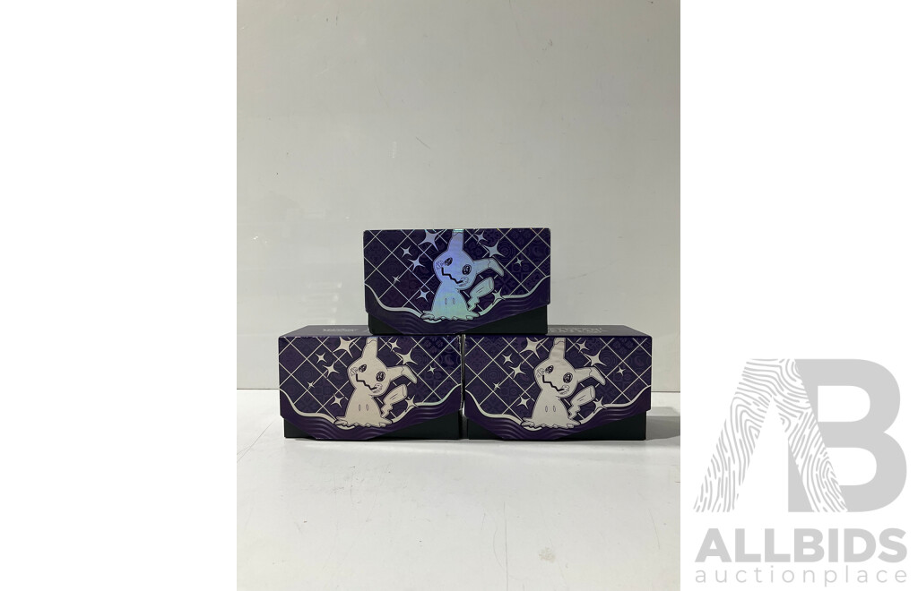 Collection of Pokemon TCG Cards Including Japanese and Holographic Foil Cards Stored in Three Paldean Fates Bundle Boxes