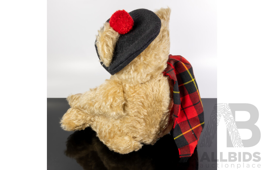 Limited Edition 42 of 250 the Border Bruins Traditional Teddy Bear, Wallace, by Sue Nichols, & Signed by Nichols to Label & Foot, Made in Melrose Scotland Using Natural Materials