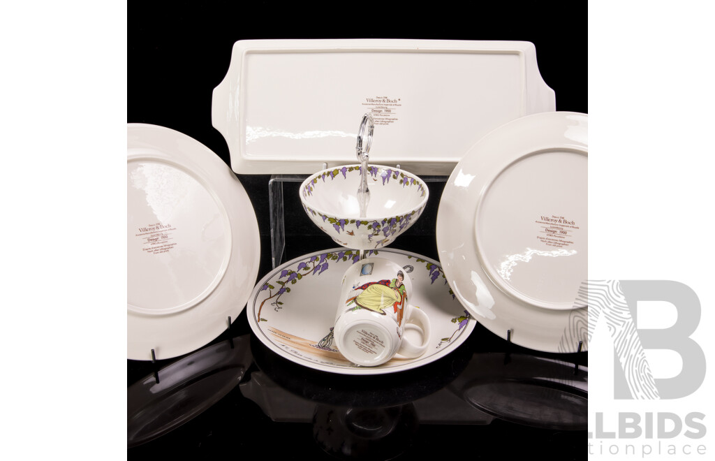Collection Five Pieces Villeroy & Boch Porcelain in 1900 Pattern
