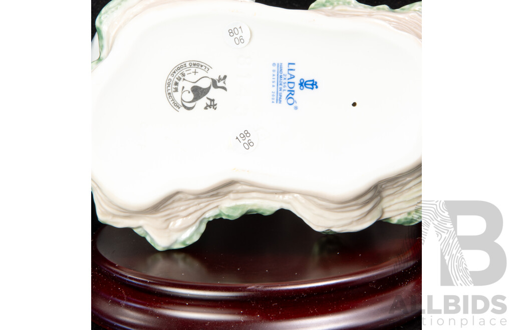 Lladro Chinese Zodiac Collection Porcelain Dog Figure with Stand in Original Box
