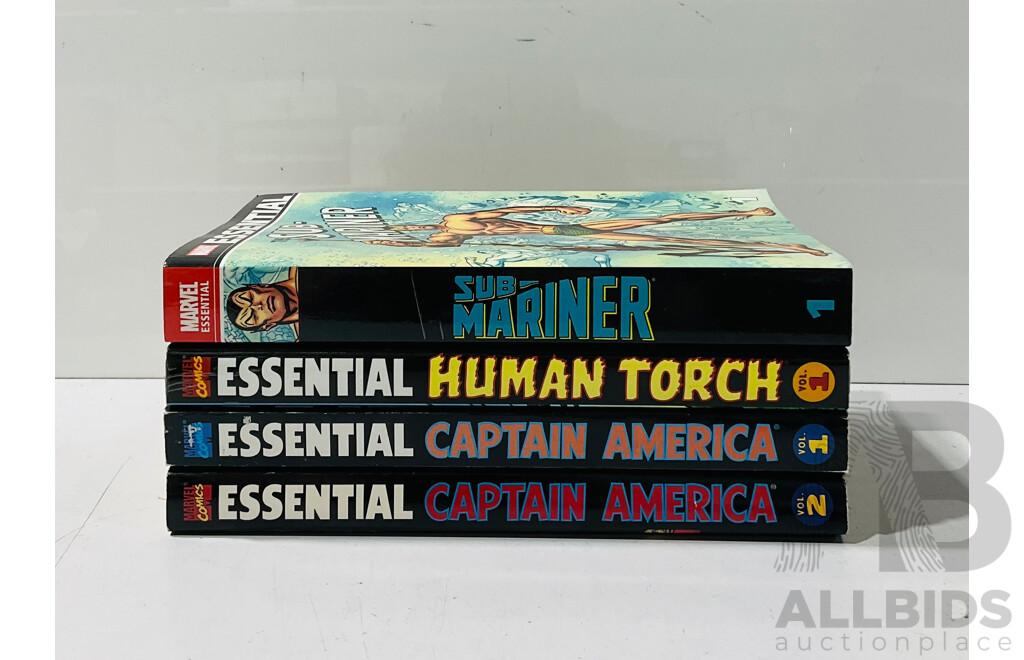 Collection of Marvel Comics Essential Collections Including Sub-mariner Vol.1, Human Torch Vol.1 and Captain America Vol.1-2