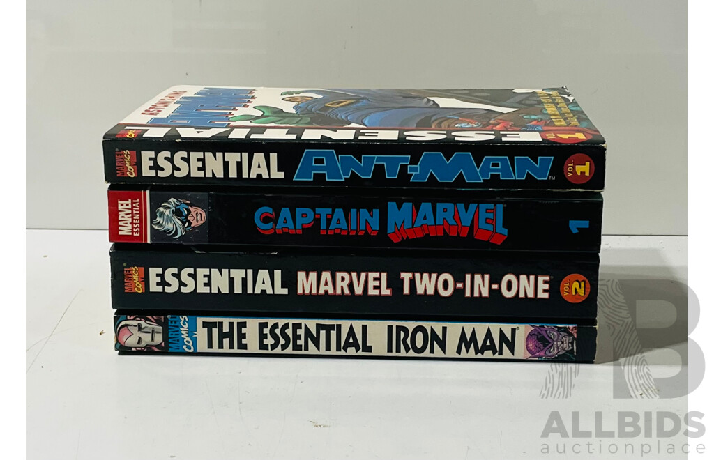 Collection of Marvel Comics Essential Collections Including Essential Ant-man, Captain Marvel, Iron Man and Marvel Two-in-one
