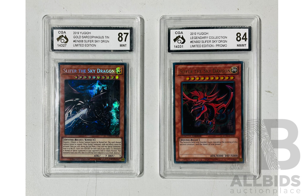 Collection of Foil Yu-Gi-Oh Cards Including Seven Graded Cards