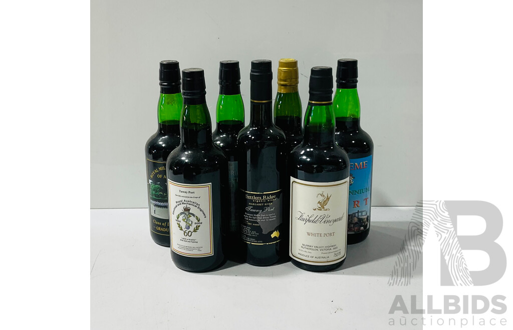 Collection of Ports From Several Brands Including Fairfield Vineyard White Port, Settlers Ridge Tawny Port and More
