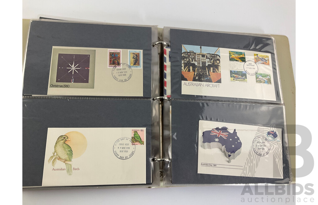 Album of 1980's Australian, PNG, Antarctic Territory First Day Covers and Stamp Packs Including Junior Stamp Review Pamphlets 1980-1982