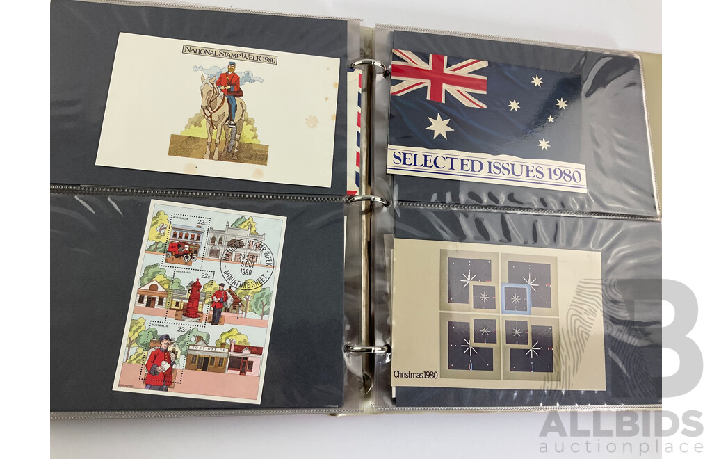 Album of 1980's Australian, PNG, Antarctic Territory First Day Covers and Stamp Packs Including Junior Stamp Review Pamphlets 1980-1982