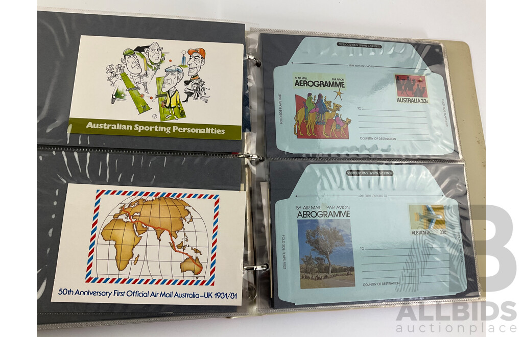 Album of 1980's Australian, PNG, Antarctic Territory First Day Covers and Stamp Packs Including Junior Stamp Review Pamphlets 1980-1982