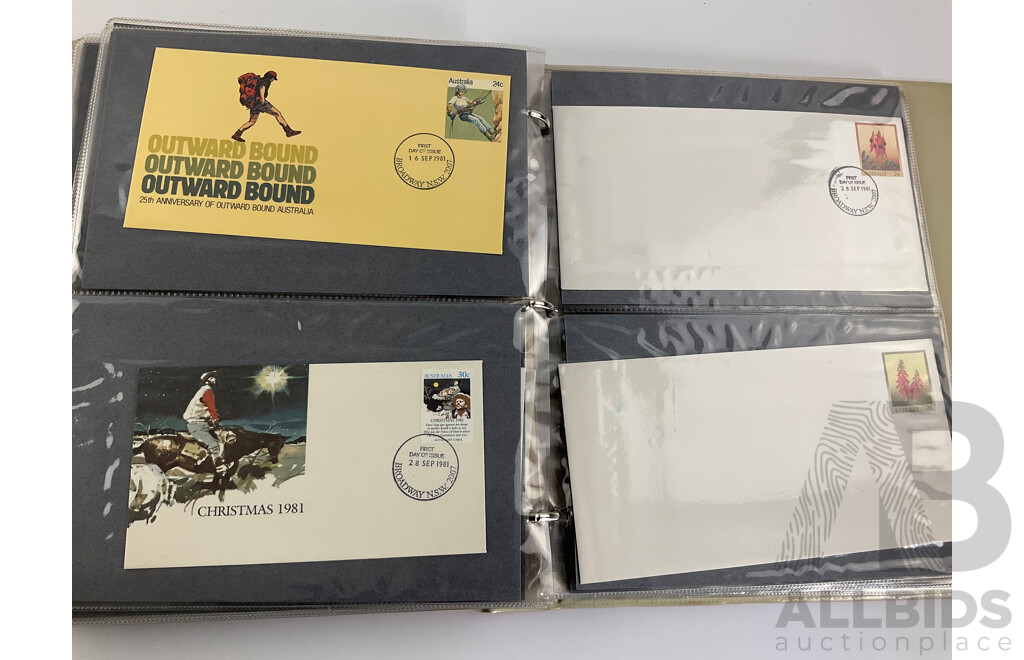 Album of 1980's Australian, PNG, Antarctic Territory First Day Covers and Stamp Packs Including Junior Stamp Review Pamphlets 1980-1982