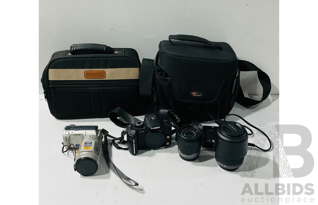 LUMIX G10 Digital Camera and Sony Carl Zeiss Vario-sonnar Digital Camera with Two Lumix Lenses and Cases