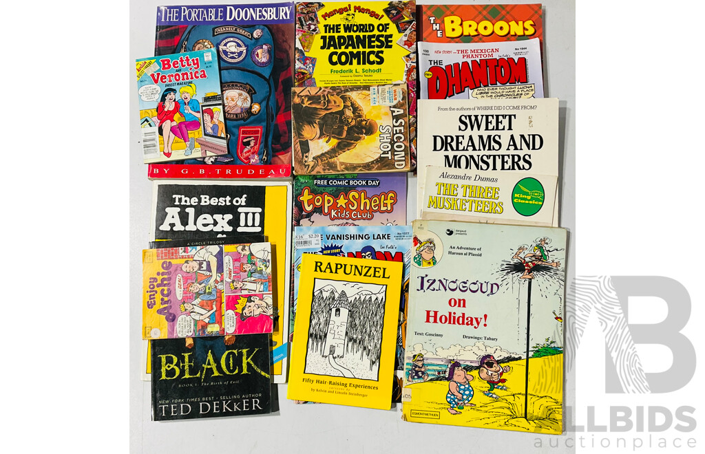Collection of Several Comics and Comic Related Books Including the Phantom, the Portable Doonesbury and Much More