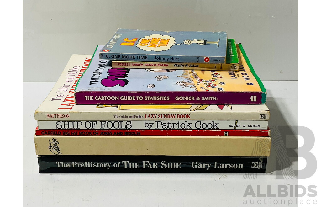 Collection of Comics and Cartoons Including Prehistory of the Farside, the Calvin and Hobbes Lazy Sunday Book, a Decade of Pickering and More