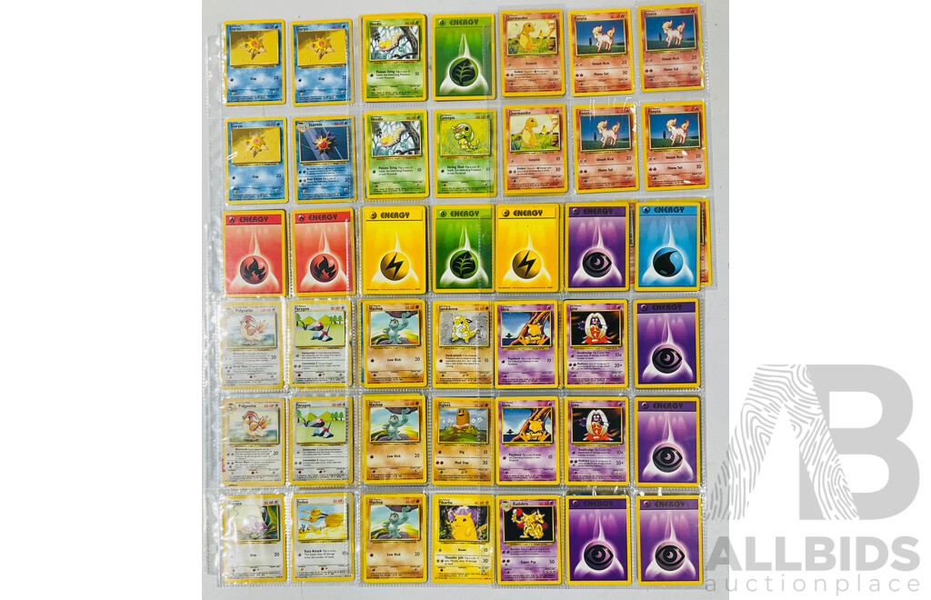 Collection of Pokemon TCG Singles Including Some Base Edition Cards in Binder Sleeves