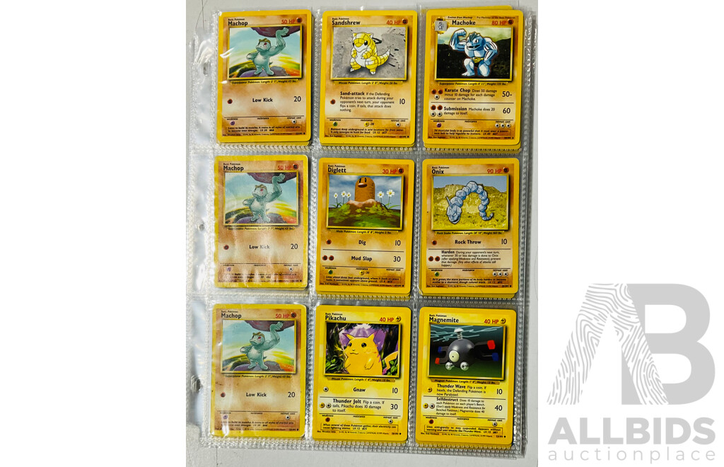 Collection of Pokemon TCG Singles Including Some Base Edition Cards in Binder Sleeves