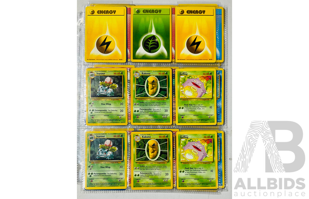 Collection of Pokemon TCG Singles Including Some Base Edition Cards in Binder Sleeves