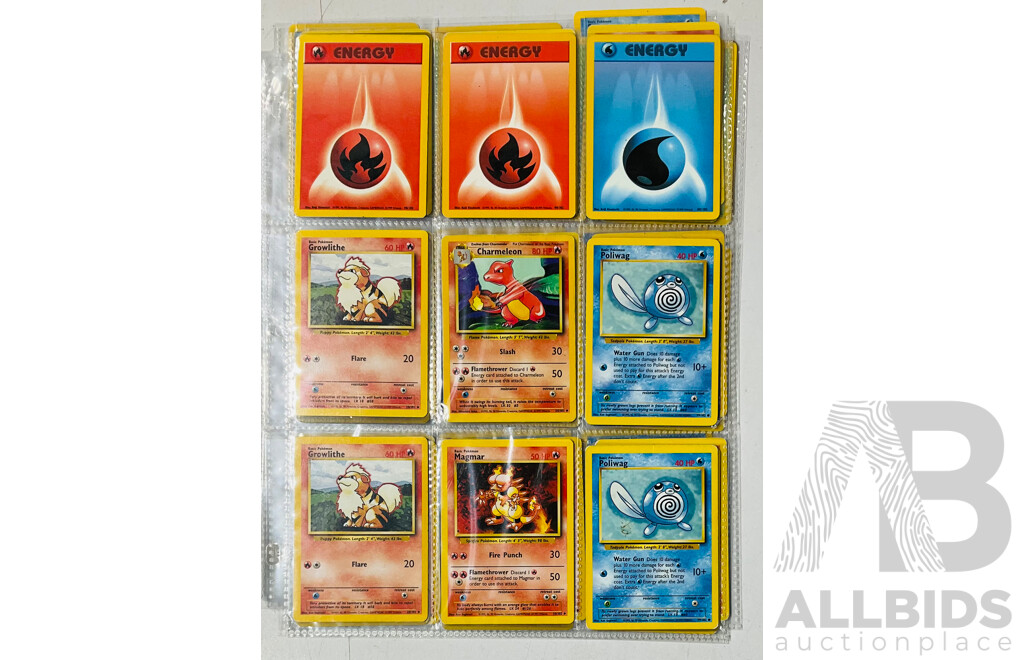 Collection of Pokemon TCG Singles Including Some Base Edition Cards in Binder Sleeves