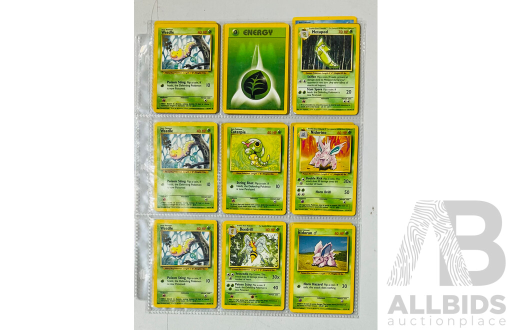 Collection of Pokemon TCG Singles Including Some Base Edition Cards in Binder Sleeves