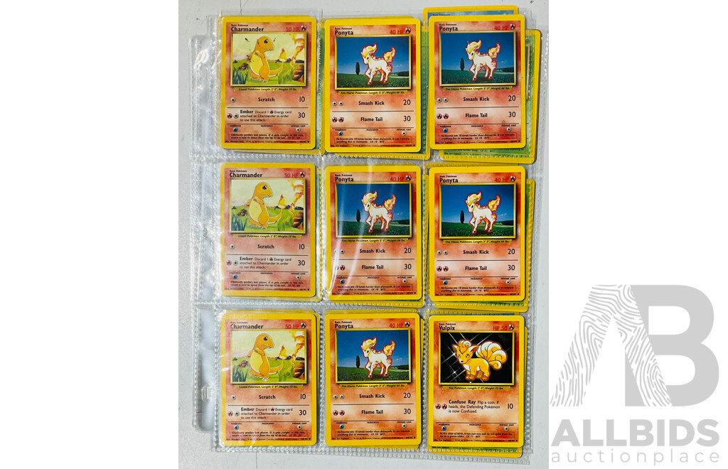 Collection of Pokemon TCG Singles Including Some Base Edition Cards in Binder Sleeves